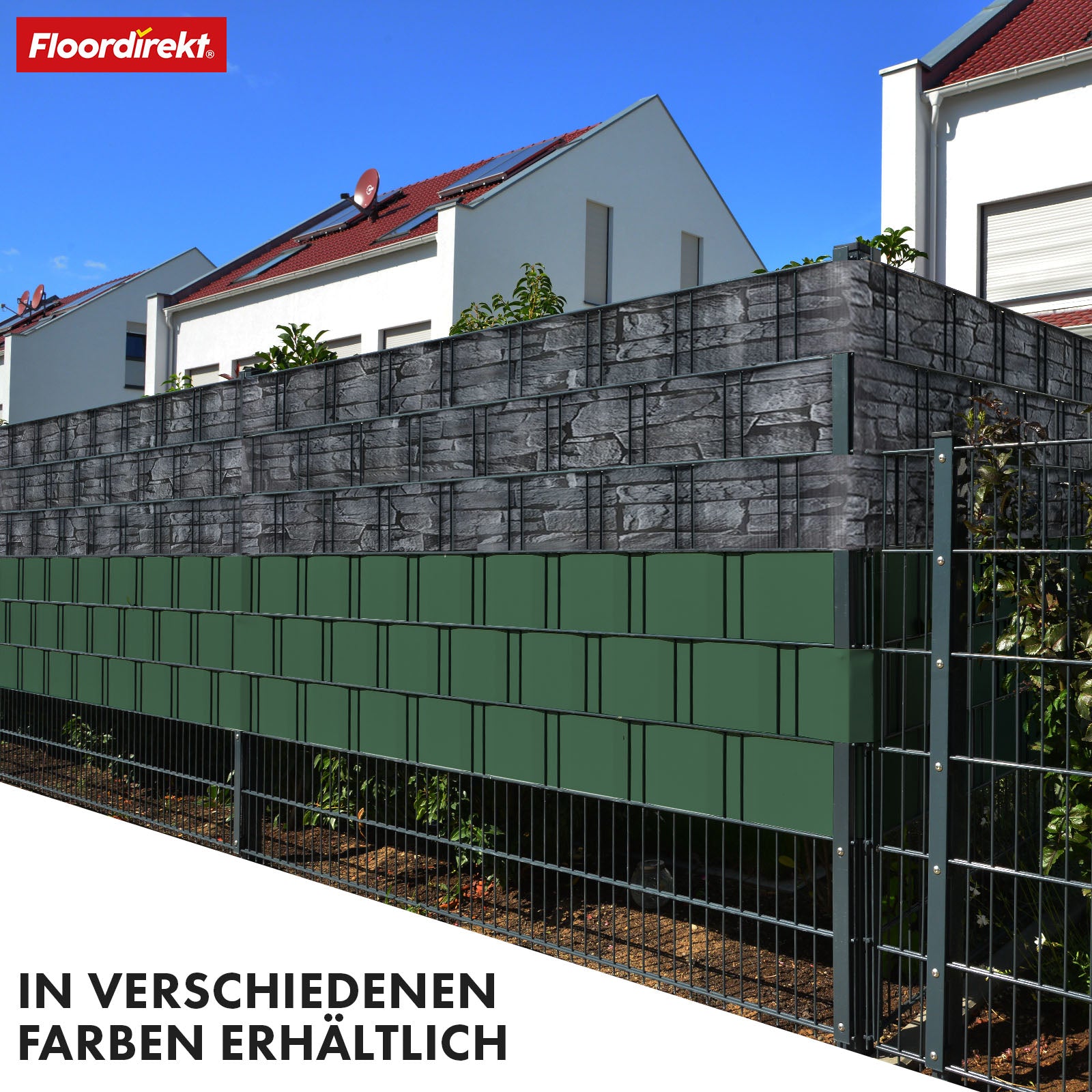 PVC-Sichtschutzstreifen | Für Gittermatten-Zäune | 3 Farben + 4 Designs