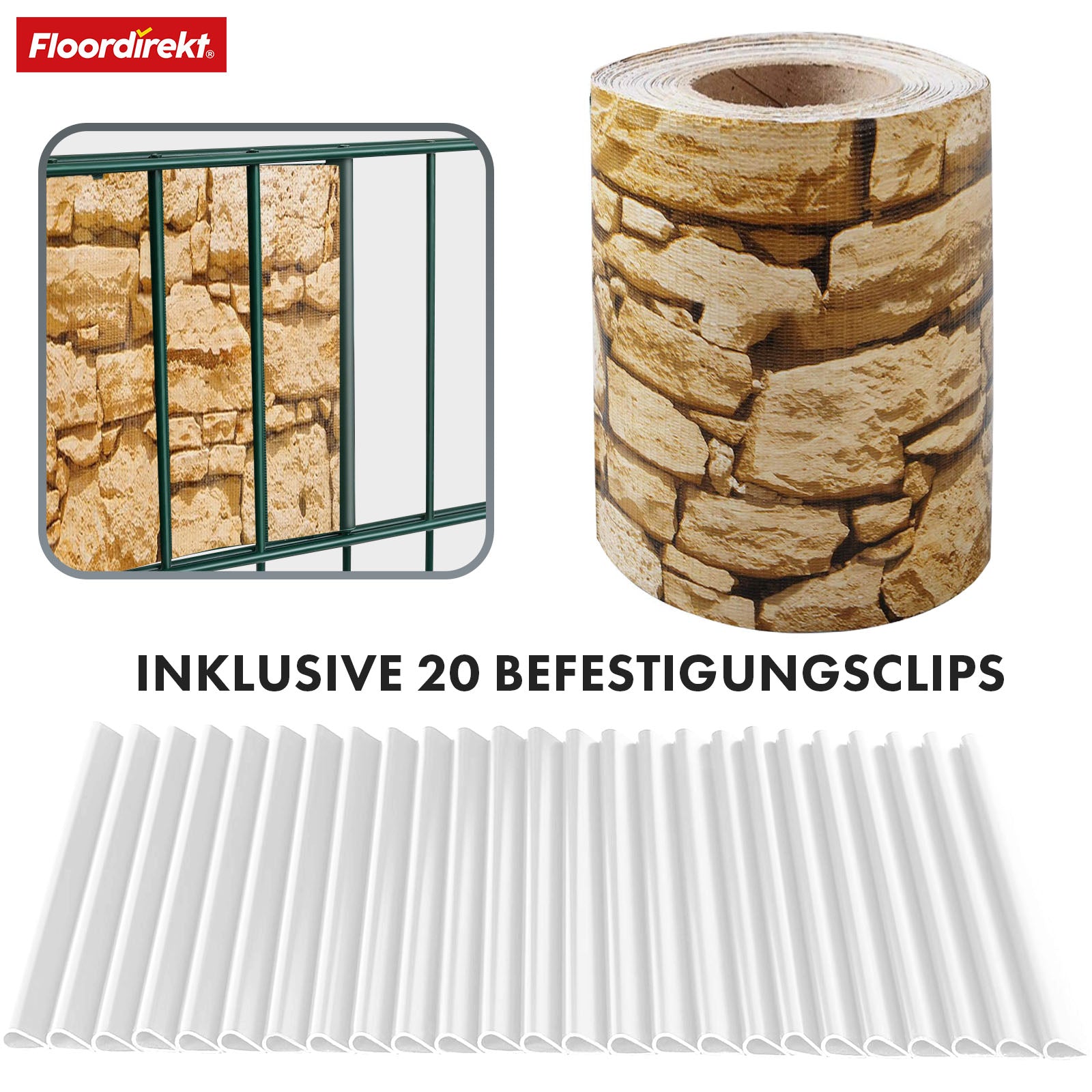 PVC-Sichtschutzstreifen | Für Gittermatten-Zäune | 3 Farben + 4 Designs