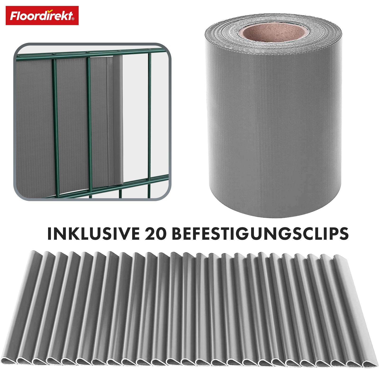 PVC-Sichtschutzstreifen | Für Gittermatten-Zäune | 3 Farben + 4 Designs