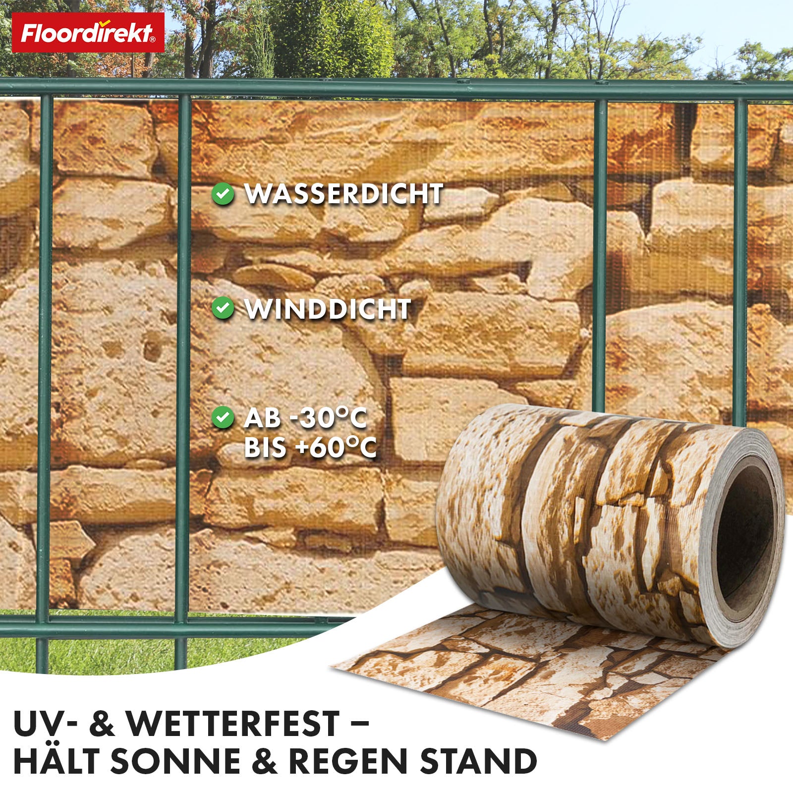 PVC-Sichtschutzstreifen | Für Gittermatten-Zäune | 3 Farben + 4 Designs