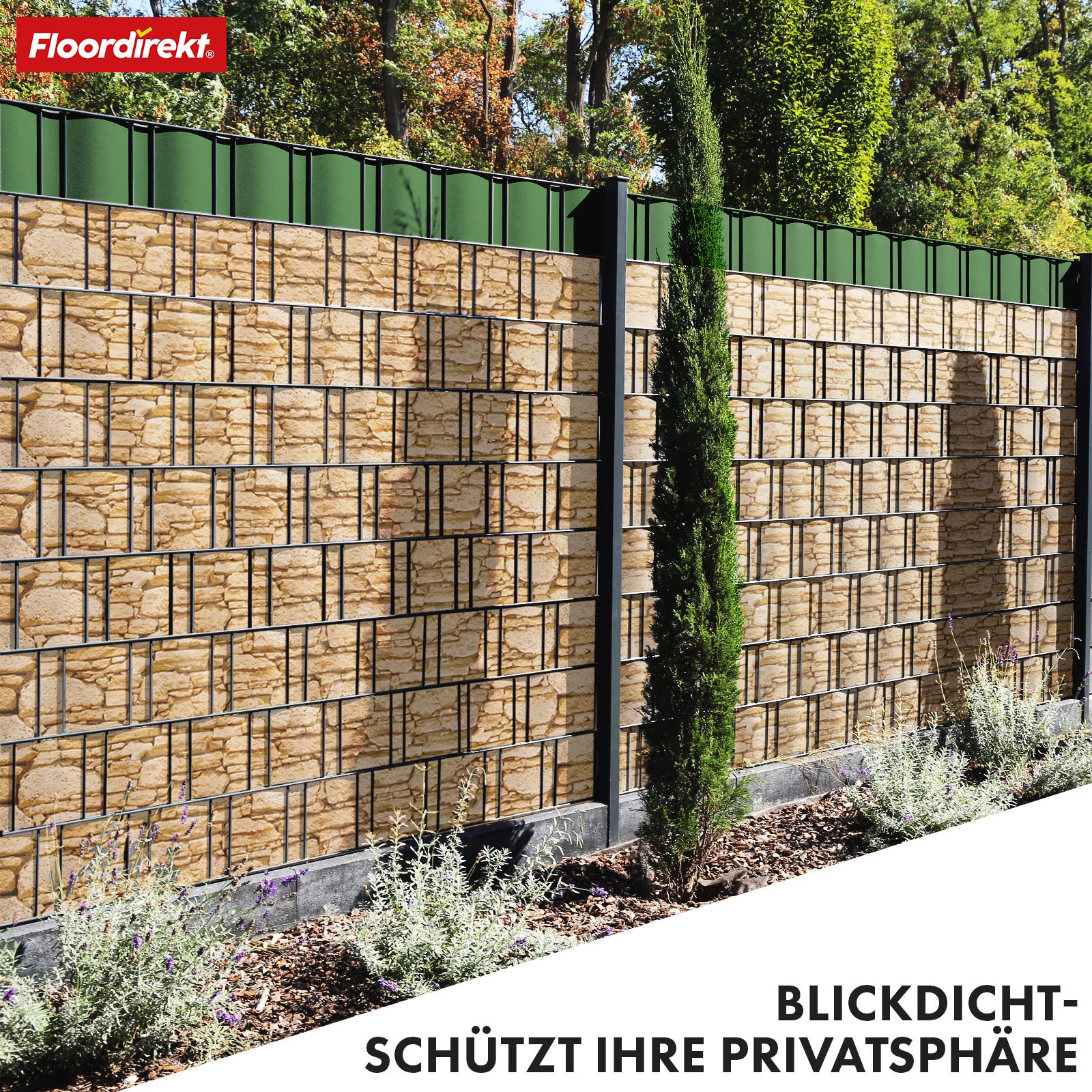 PVC-Sichtschutzstreifen | Für Gittermatten-Zäune | 3 Farben + 4 Designs