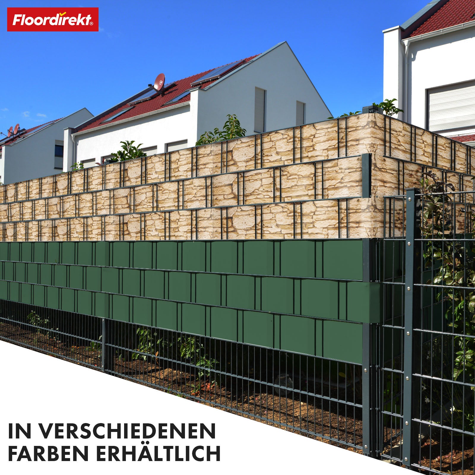 PVC-Sichtschutzstreifen | Für Gittermatten-Zäune | 3 Farben + 4 Designs