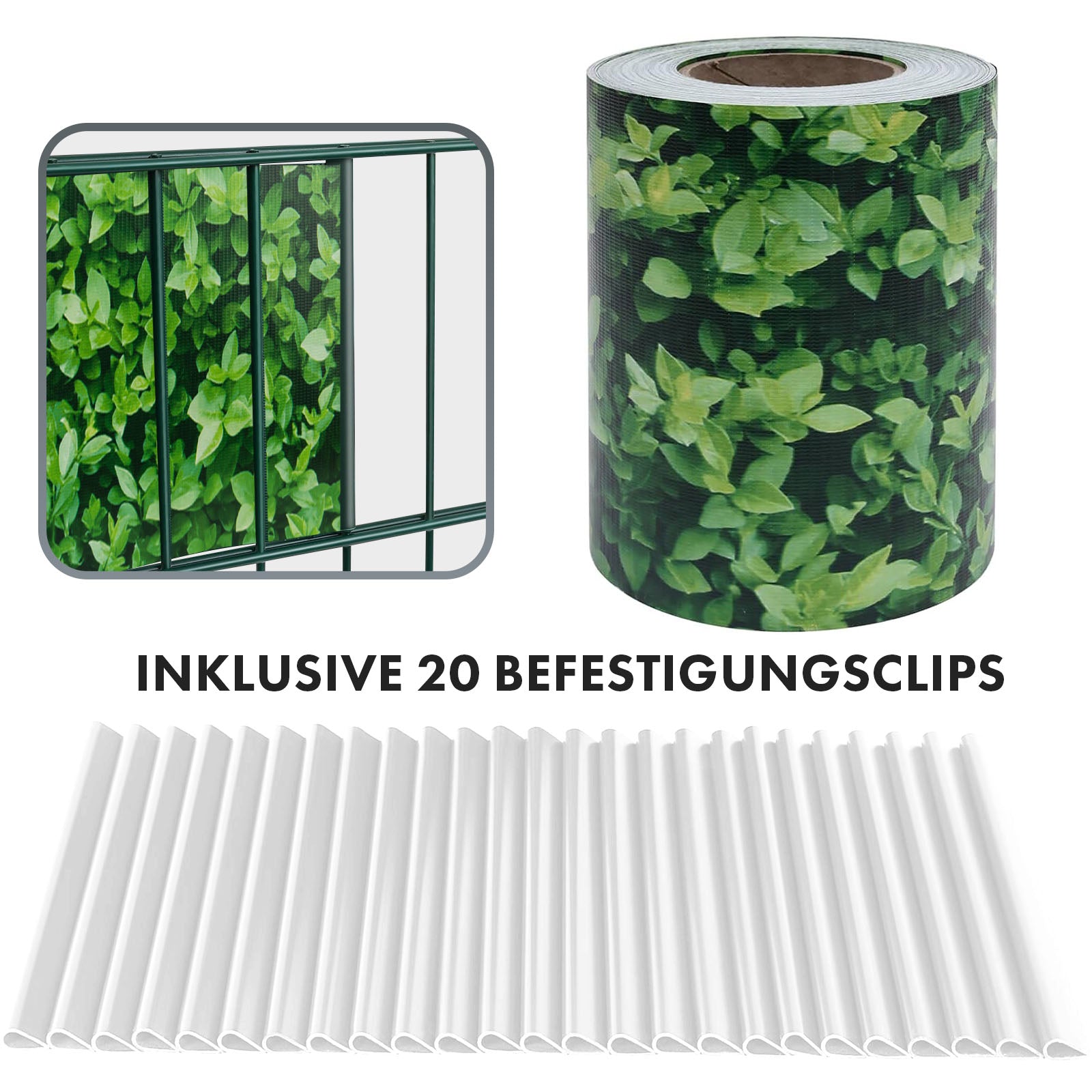 PVC-Sichtschutzstreifen | Für Gittermatten-Zäune | 3 Farben + 4 Designs