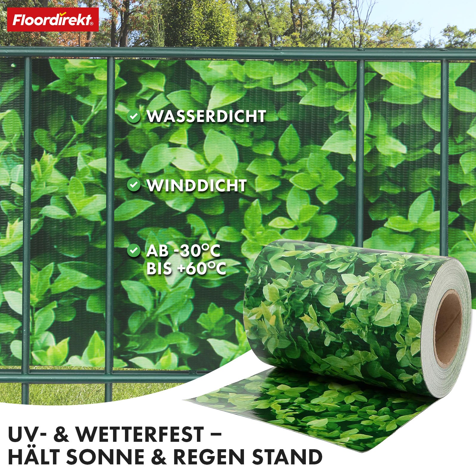 PVC-Sichtschutzstreifen | Für Gittermatten-Zäune | 3 Farben + 4 Designs