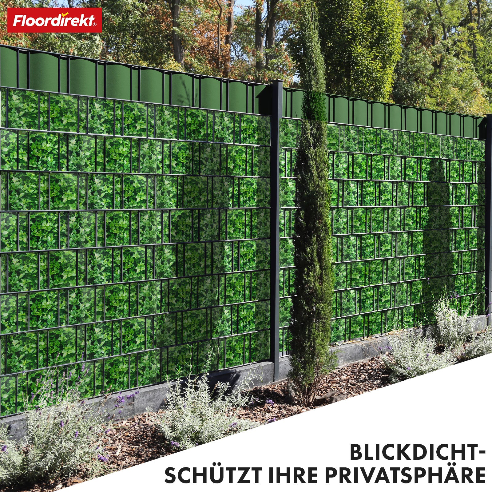 PVC-Sichtschutzstreifen | Für Gittermatten-Zäune | 3 Farben + 4 Designs
