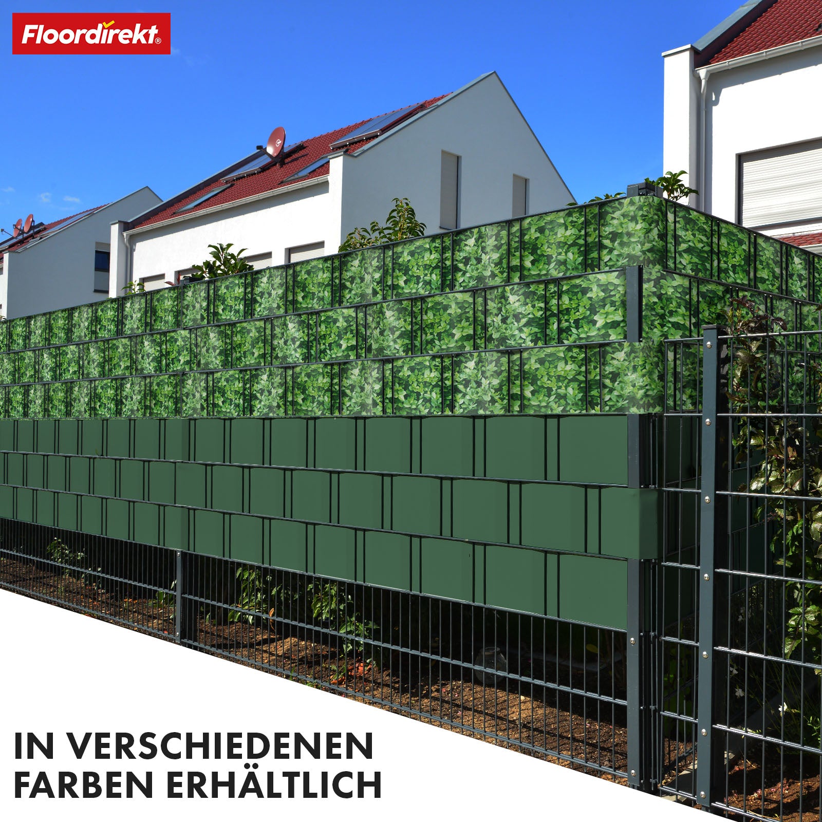 PVC-Sichtschutzstreifen | Für Gittermatten-Zäune | 3 Farben + 4 Designs