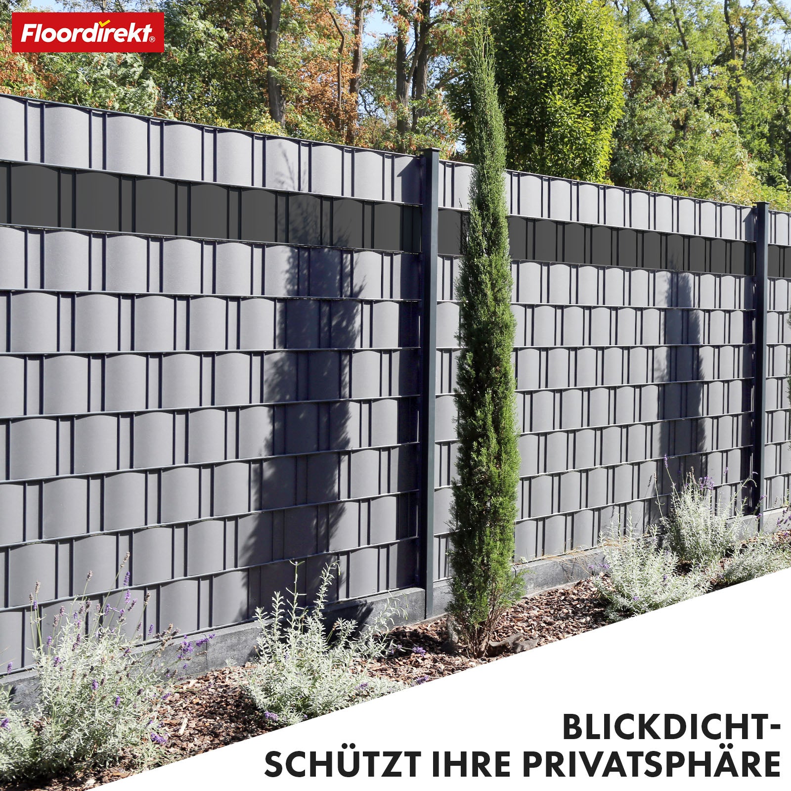 PVC-Sichtschutzstreifen | Für Gittermatten-Zäune | 3 Farben + 4 Designs