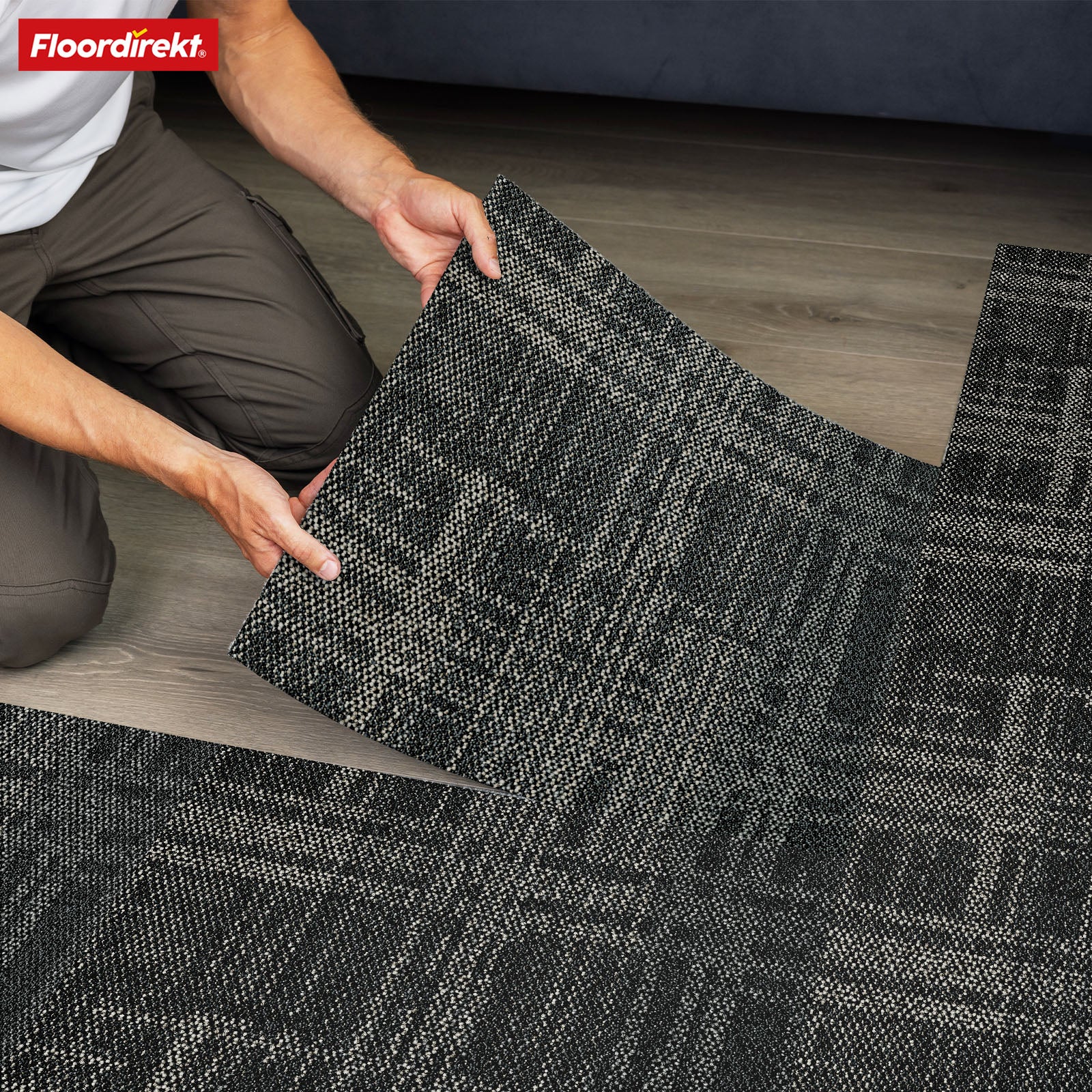 Teppichfliesen | Luzern | 50 x 50 cm | Komfortabel, schalldämmend & für Fußbodenheizung geeignet | In 4 Farben erhältlich