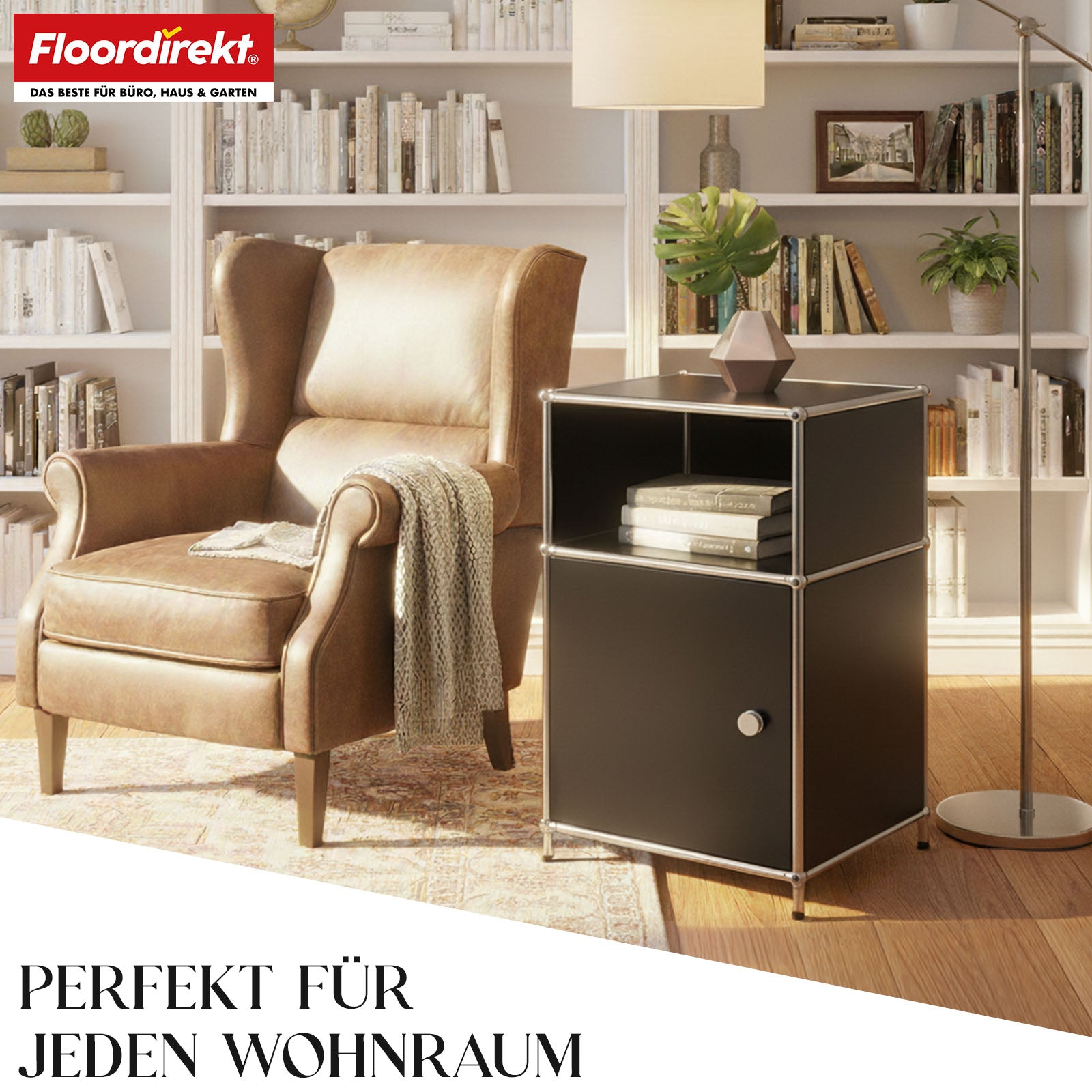 Metallregal | Concept Epure MK-040 | 3-stöckiges Aufbewahrungsregal mit Tür & & Ablageflächen | In mehreren Farben erhältlich