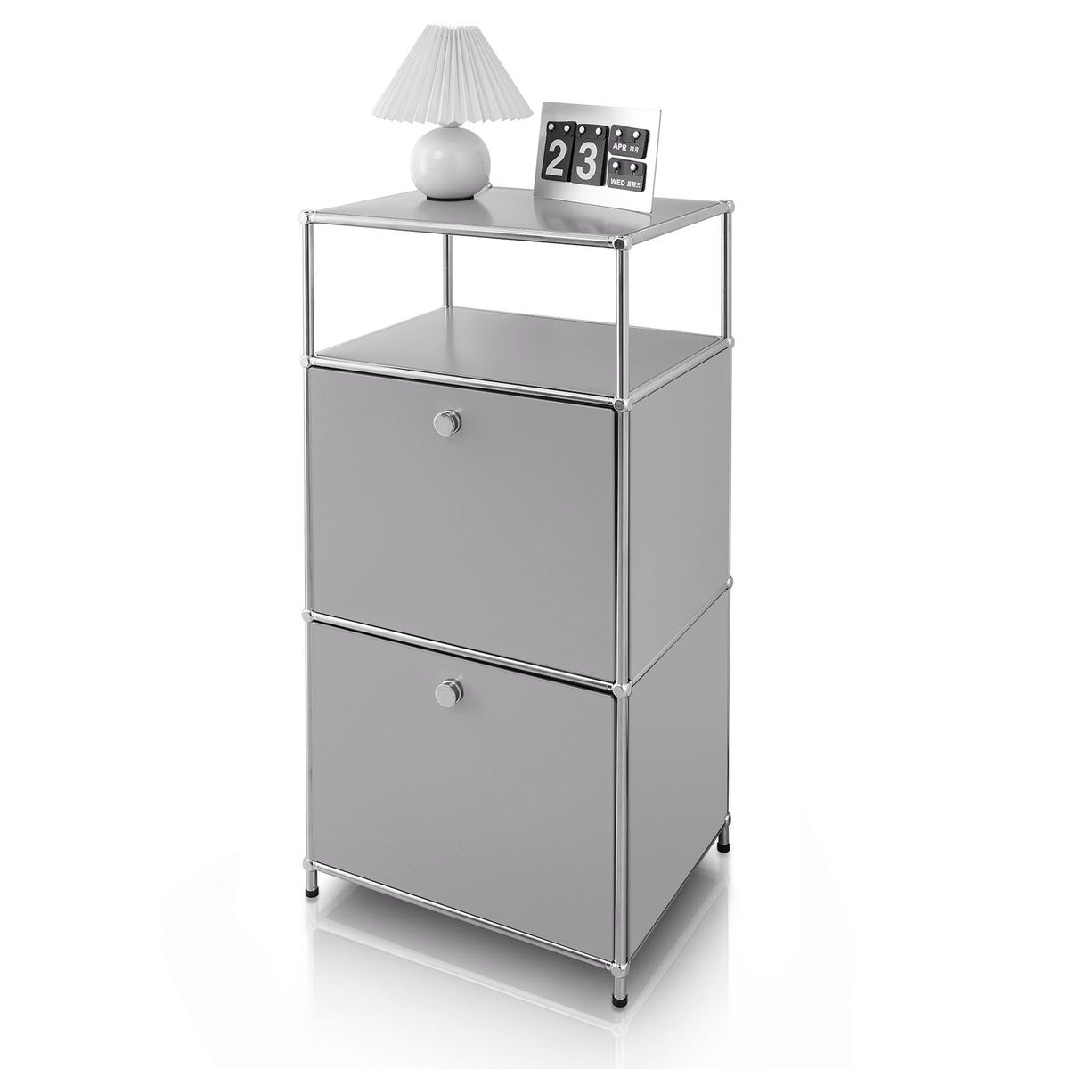 Metallregal | Concept Epure MK-120 | Aufbewahrungsregal mit verschließbaren Fächern, offenem Fach & Ablage | In mehreren Farben erhältlich