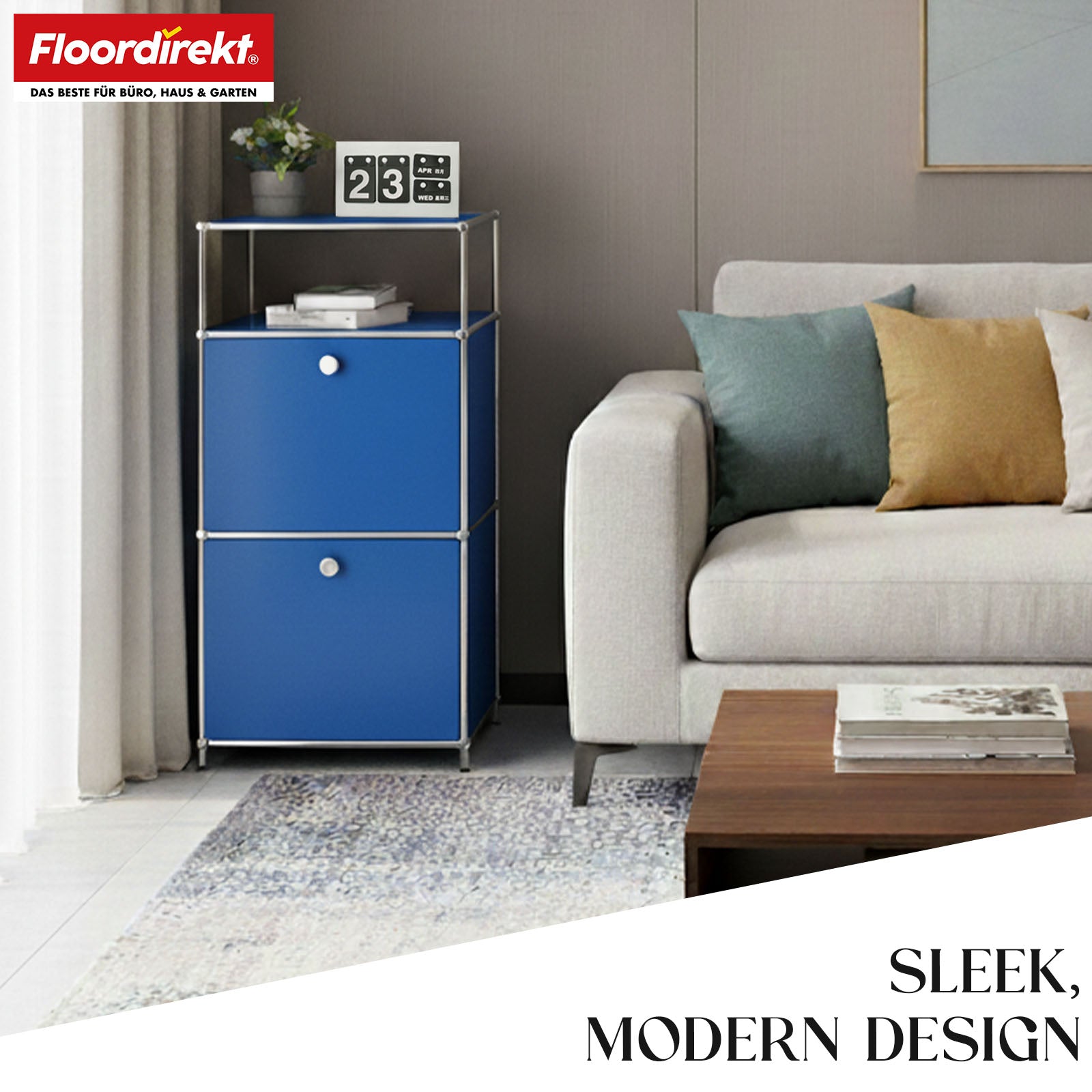 Metallregal | Concept Epure MK-120 | Aufbewahrungsregal mit verschließbaren Fächern, offenem Fach & Ablage | In mehreren Farben erhältlich