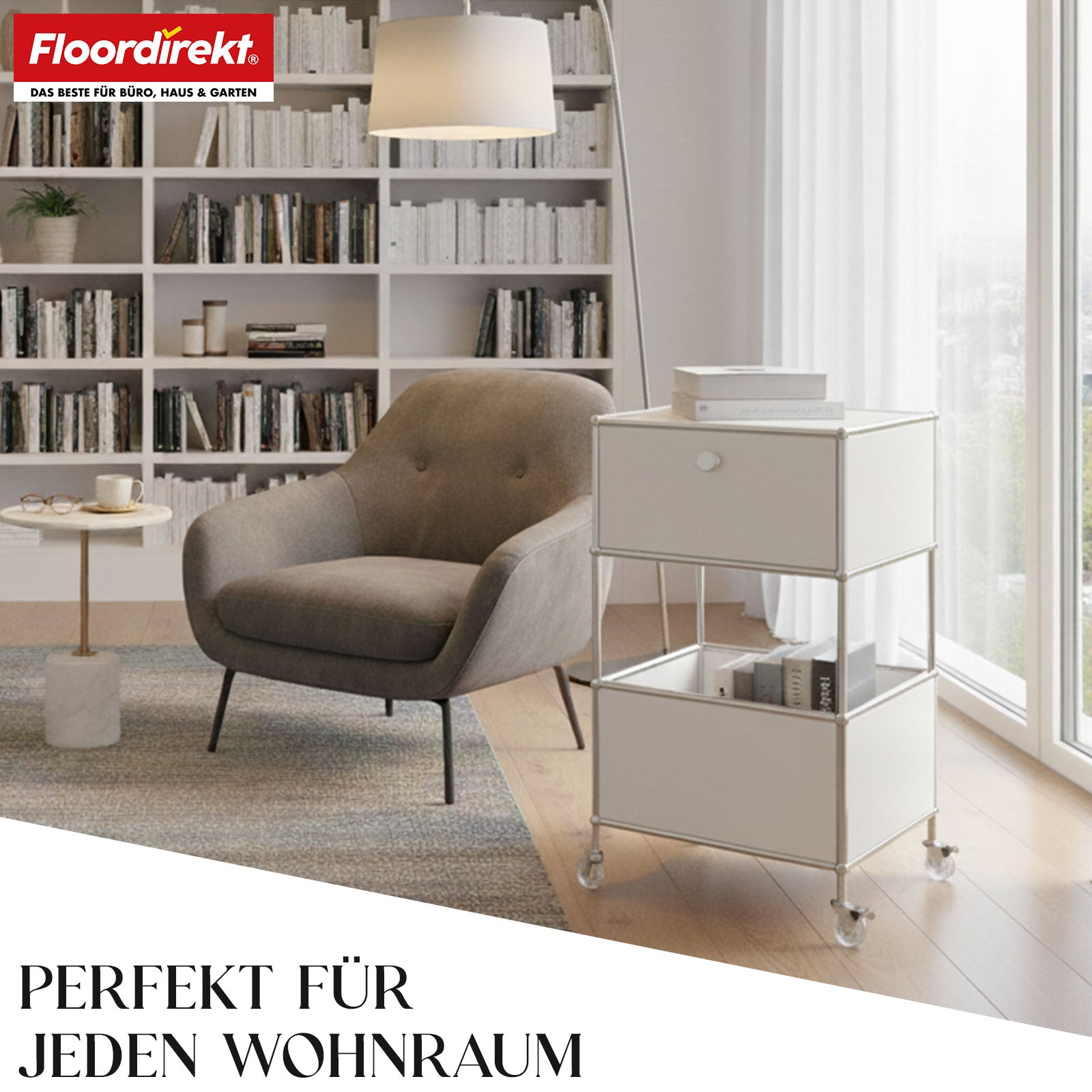 Metallregal | Concept Epure MK-145 | 3-stöckiger Rollcontainer mit Schublade & Ablagen | In mehreren Farben erhältlich