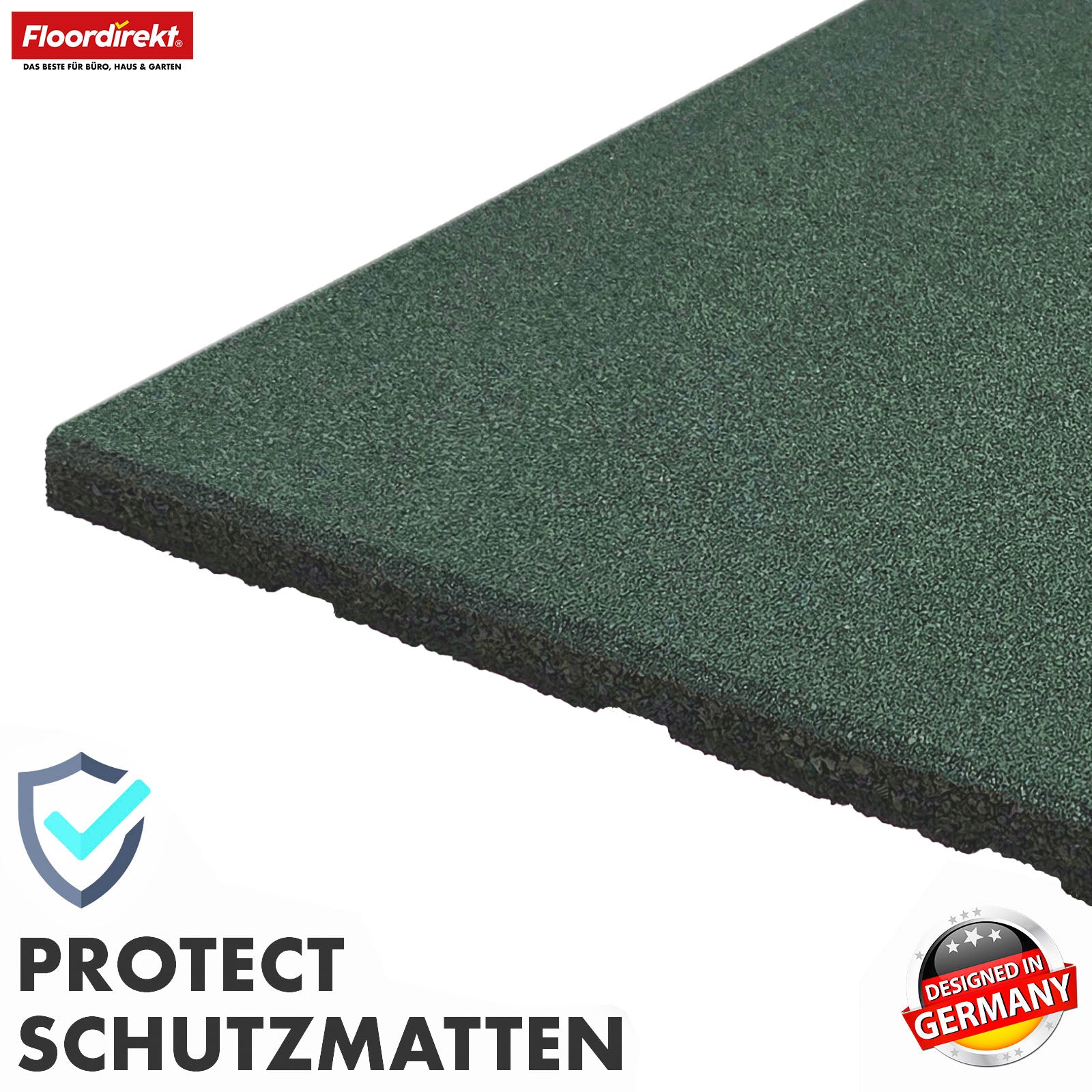 Fallschutzmatte | Play Protect | Rutschfester, robuster Gummi-Bodenschutz | Verschiedene Stärken & Farben | 50 x 50 cm