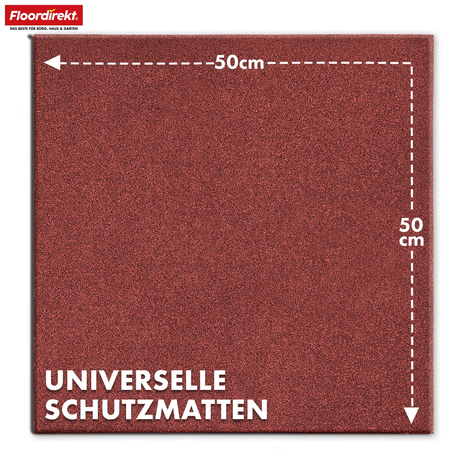 Fallschutzmatte | Play Protect | Rutschfester, robuster Gummi-Bodenschutz | Verschiedene Stärken & Farben | 50 x 50 cm
