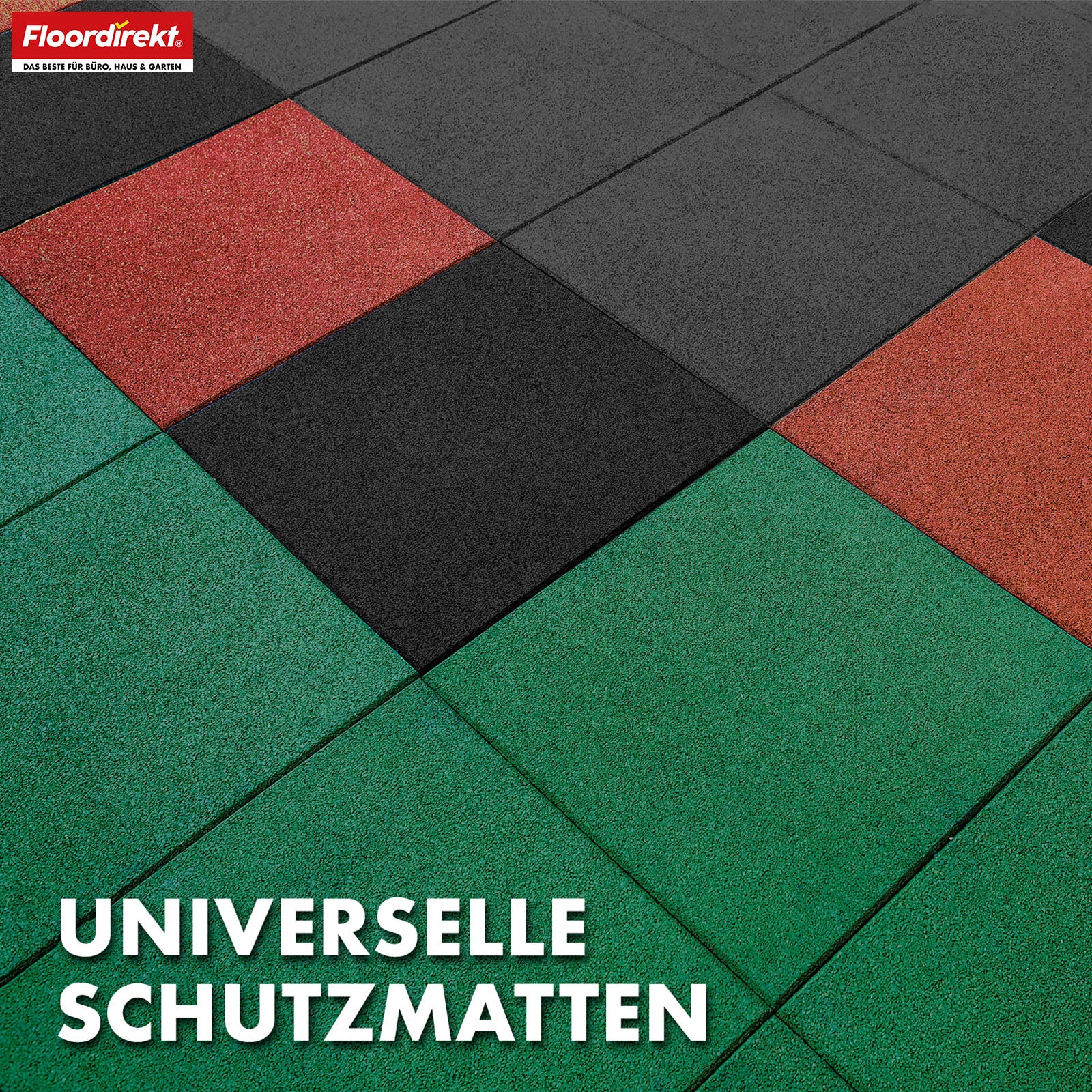 Fallschutzmatte | Play Protect | Rutschfester, robuster Gummi-Bodenschutz | Verschiedene Stärken & Farben | 50 x 50 cm