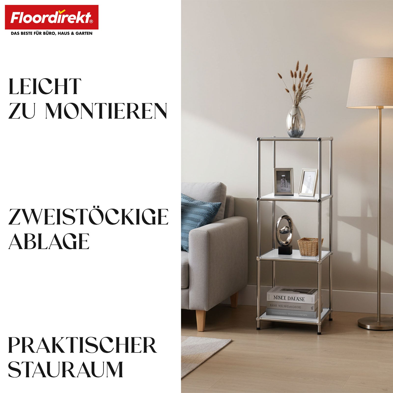 Metallregal | Concept Epure MK-005 | 4-stöckiges Ablageregal mit offenen Ablagen | In mehreren Farben erhältlich