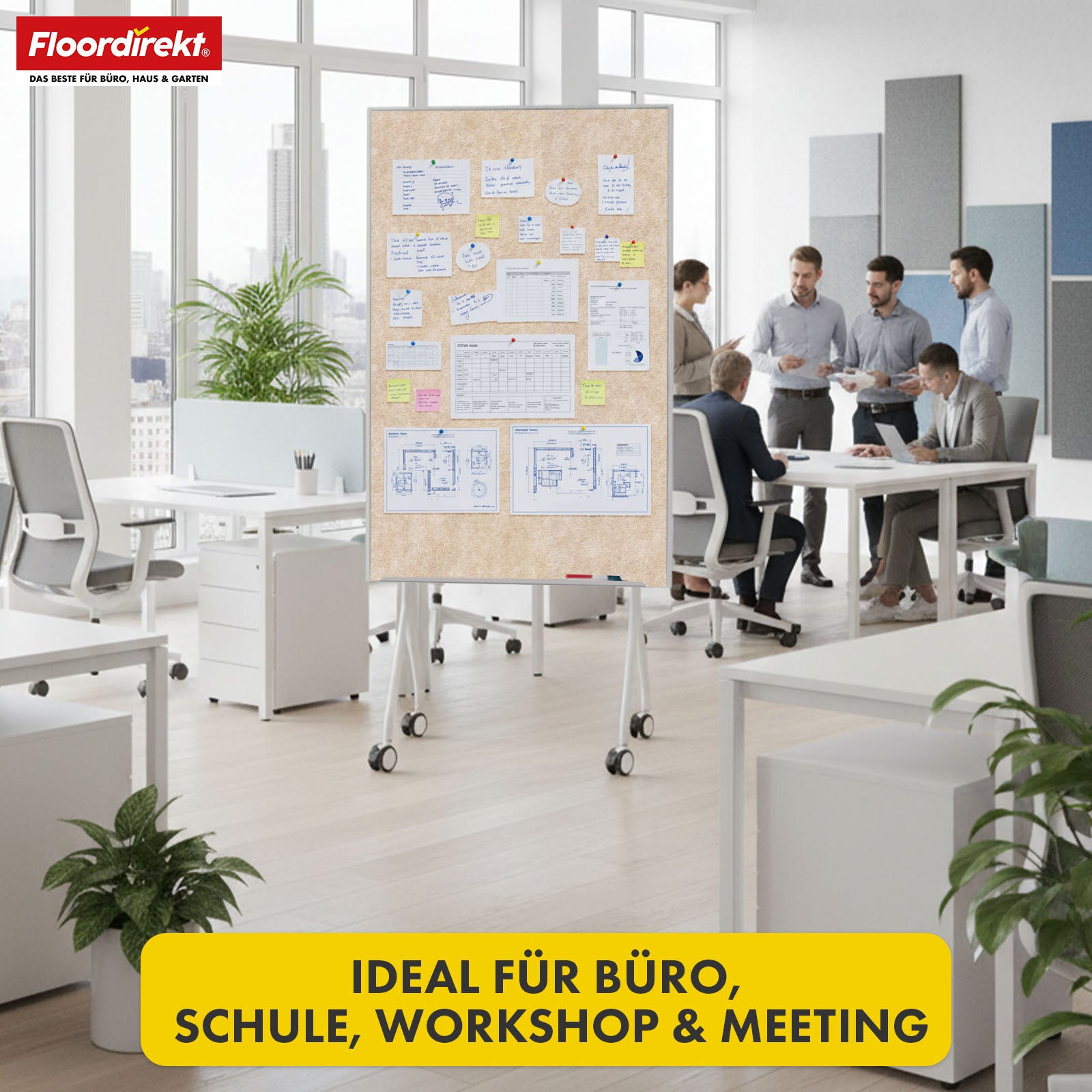 Mobile Präsentationstafel | Giant | Doppelseite Filztafel 80 x 120 cm mit feststellbaren Rollen & Ablage | Erhältlich in mehreren Farben