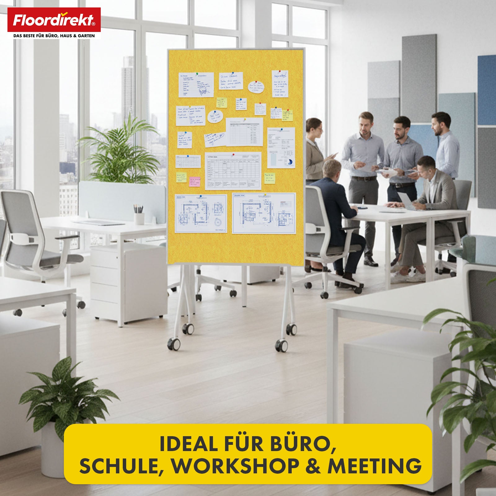 Mobile Präsentationstafel | Giant | Doppelseite Filztafel 80 x 120 cm mit feststellbaren Rollen & Ablage | Erhältlich in mehreren Farben