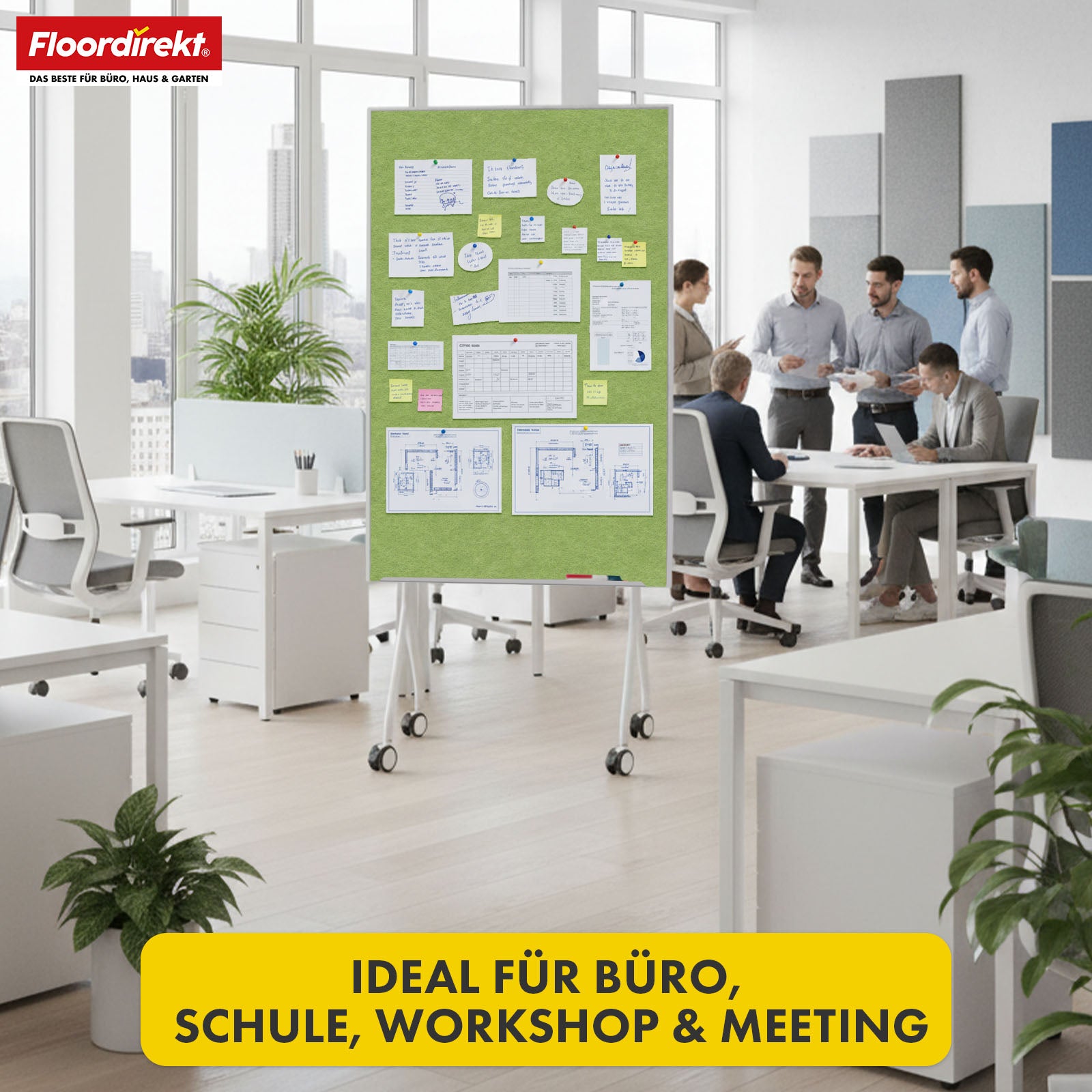 Mobile Präsentationstafel | Giant | Doppelseite Filztafel 80 x 120 cm mit feststellbaren Rollen & Ablage | Erhältlich in mehreren Farben
