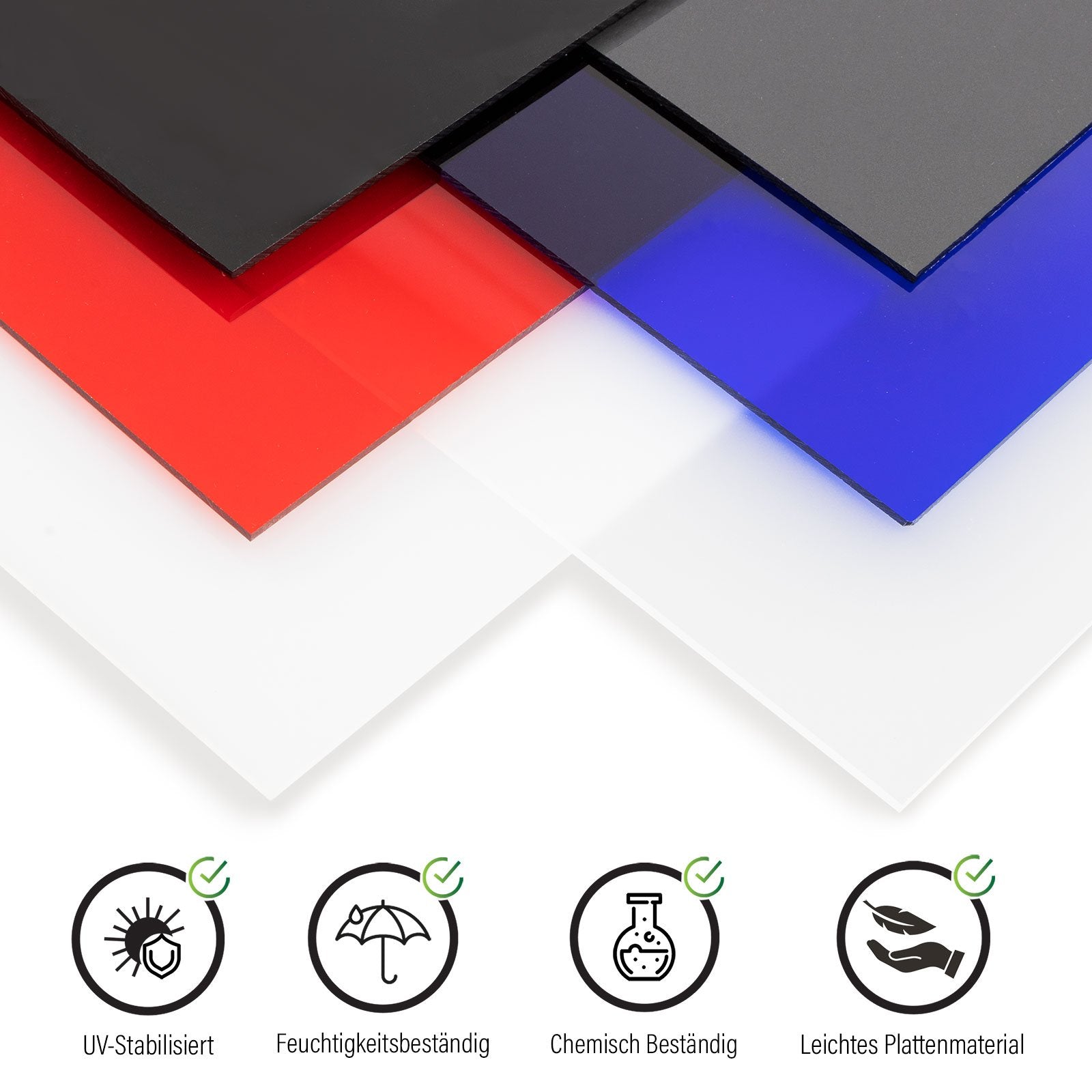 Farbige Acrylglasplatten | 3 mm | 6 Farben | Hohe Festigkeit