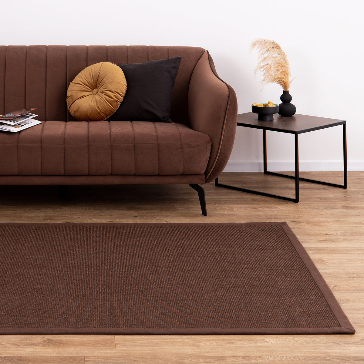 Sisal-Teppich Amazonas | Dunkelbraun | Mit Bordüre | In 3 Größen