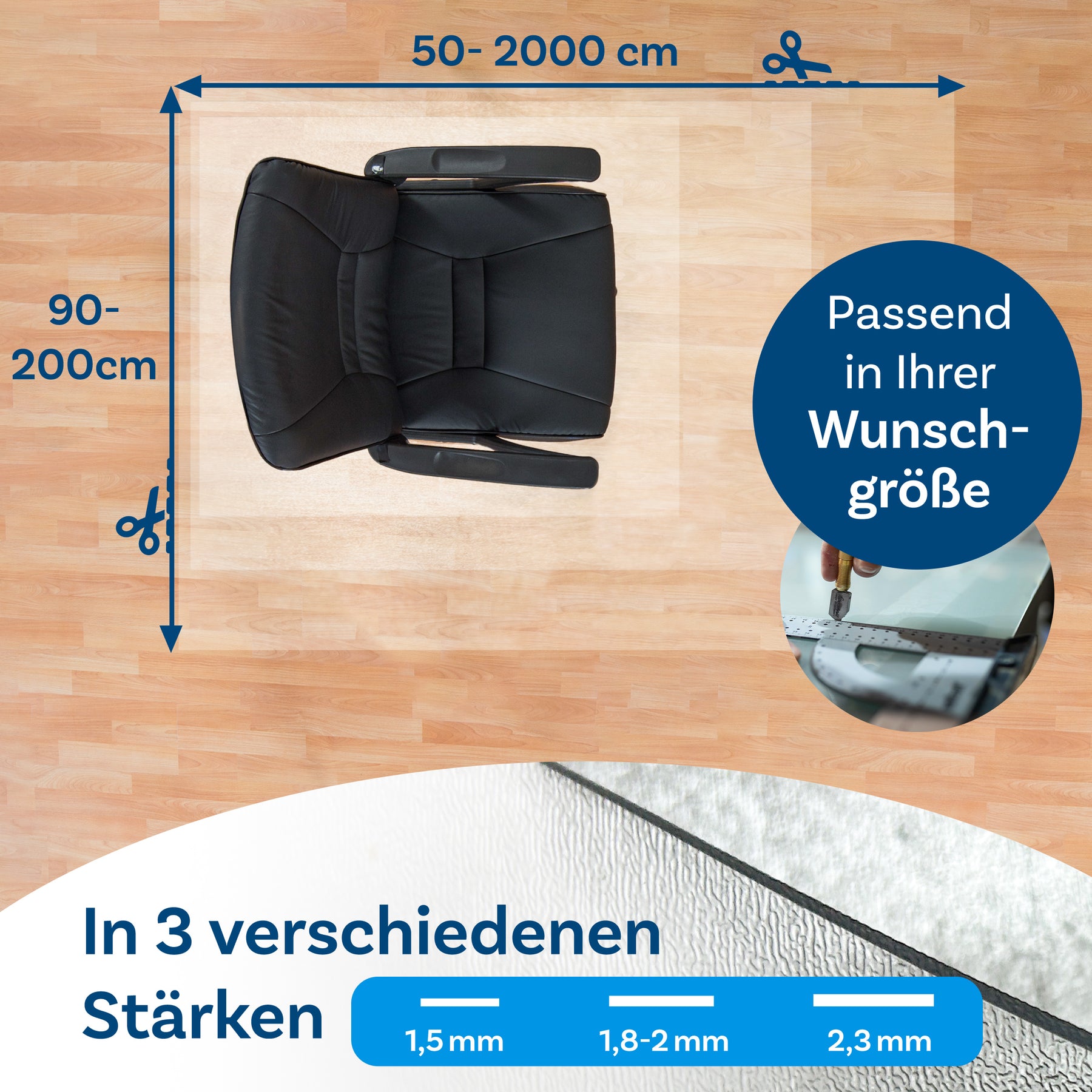 Bodenschutzmatte für Hartböden 90x120cm Bürostuhl Unterlage Bodenschutzmatte für Hartböden 90x120cm Bürostuhl Unterlage
