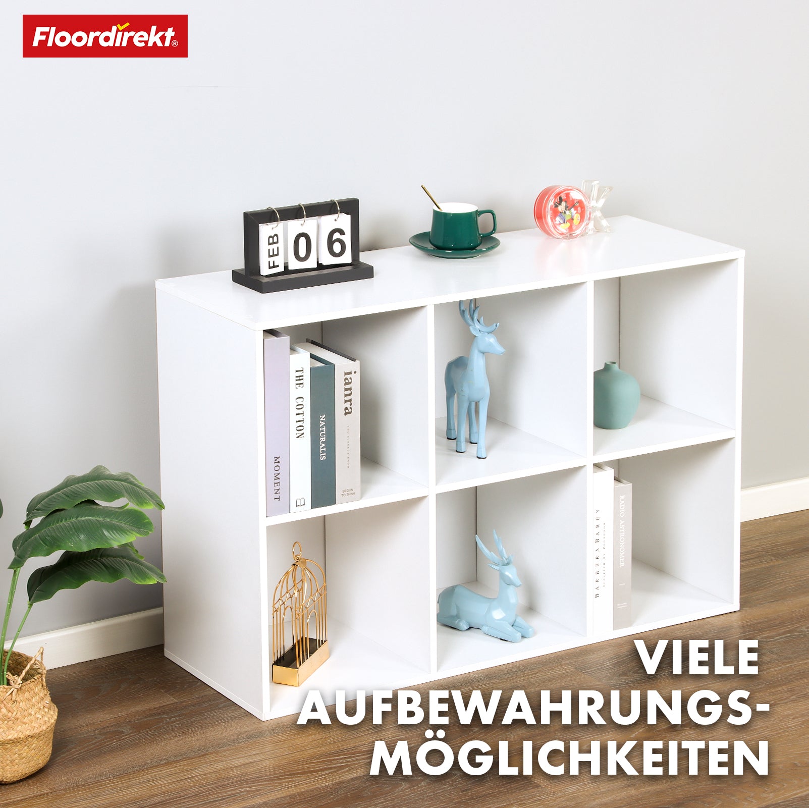 Holzregal | Vermont | Stilvolles Regal mit sechs Fächern für eine elegante und aufgeräumte Wohnatmosphäre