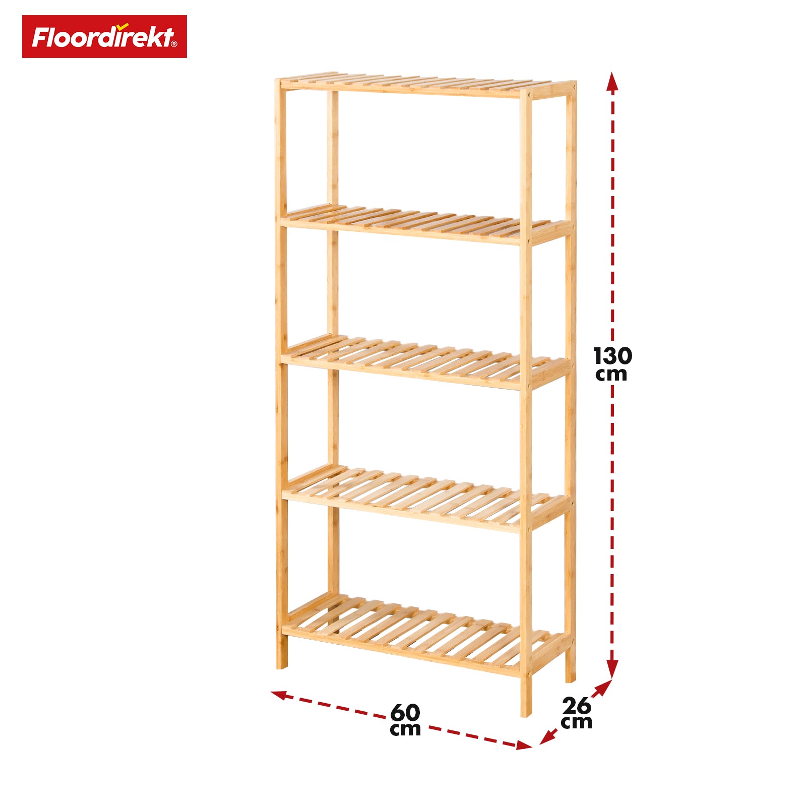 Bambus-Standregal | Ohio | Platzsparendes Holzregal mit 5 Etagen | Ideal für Bad, Schlafzimmer und Wohnzimmer