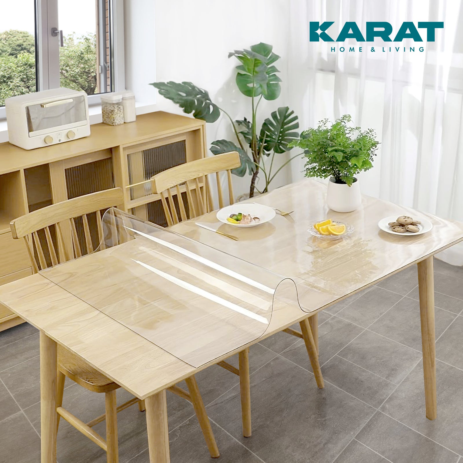 Transparente Tischfolie mit geradem Schnitt | Crystal | Kristallklare Schutzfolie für Tische | Maßgeschneiderter Zuschnitt