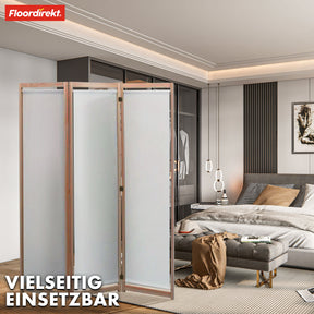 Bambus-Trennwand | Tennessee | 3-teiliger, flexibler Raumteiler aus Bambus und Stoff