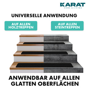 Antirutsch-Streifen für Treppen | Nicu | Raue Oberfläche | Selbstklebend | 15er Set inklusive Montageroller | Schwarz | 10 x 61 cm