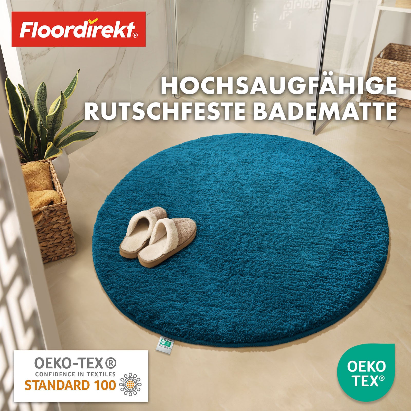 Badematte | Sky | Badteppich in Rund | Dichtes, flauschiges Wohlgefühl für Ihr Zuhause