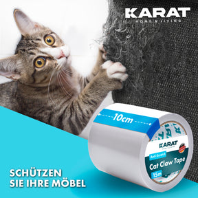 Katzen Kratzschutz | Selbstklebende Kratzfolie | Trainingsklebeband | Möbelschutz | Transparent | 15 m x 10 cm