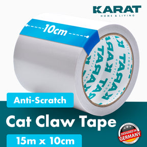 Katzen Kratzschutz | Selbstklebende Kratzfolie | Trainingsklebeband | Möbelschutz | Transparent | 15 m x 10 cm