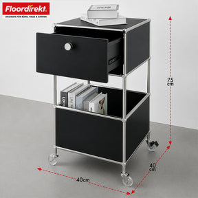 Metallregal | Concept Epure MK-145 | 3-stöckiger Rollcontainer mit Schublade & Ablagen | In mehreren Farben erhältlich