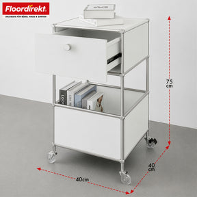 Metallregal | Concept Epure MK-145 | 3-stöckiger Rollcontainer mit Schublade & Ablagen | In mehreren Farben erhältlich