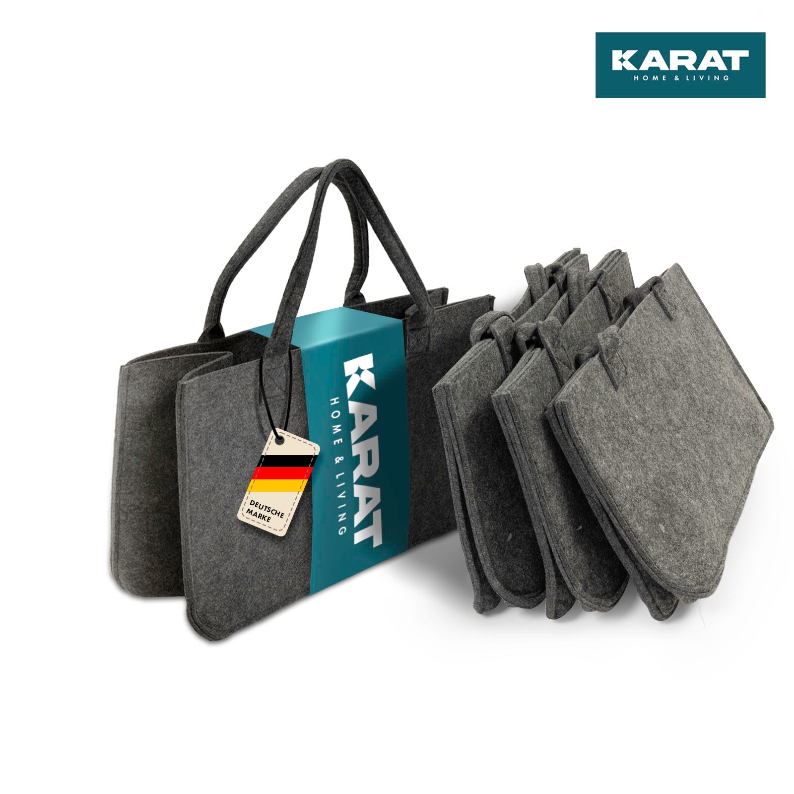 Filztasche Conny | Kaminholztasche | Einkaufstasche | Faltbar | 4er Set