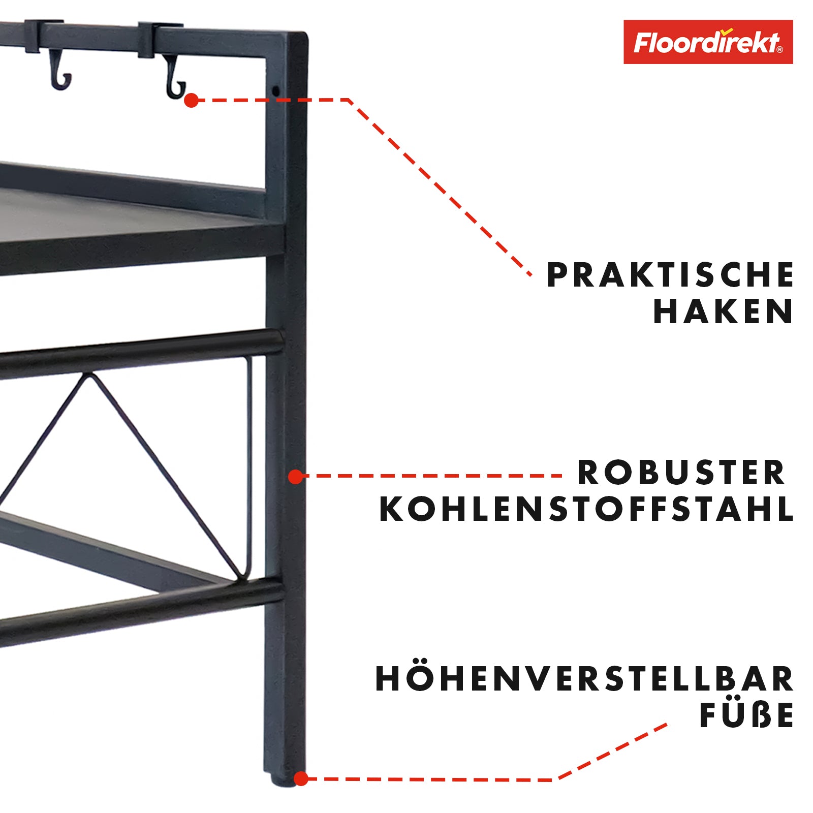 Mikrowellenregal | Durango | Verstellbarer Küchen-Organizer mit 3 Haken | In 2 Größen verfügbar