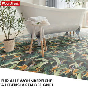 3D CV-Belag | Strelitzia 536M | Vinyl-Bodenbelag mit tropischem Design in realistischer Fliesenoptik
