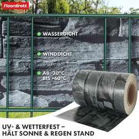 PVC-Sichtschutzstreifen | Für Gittermatten-Zäune | 3 Farben + 4 Designs