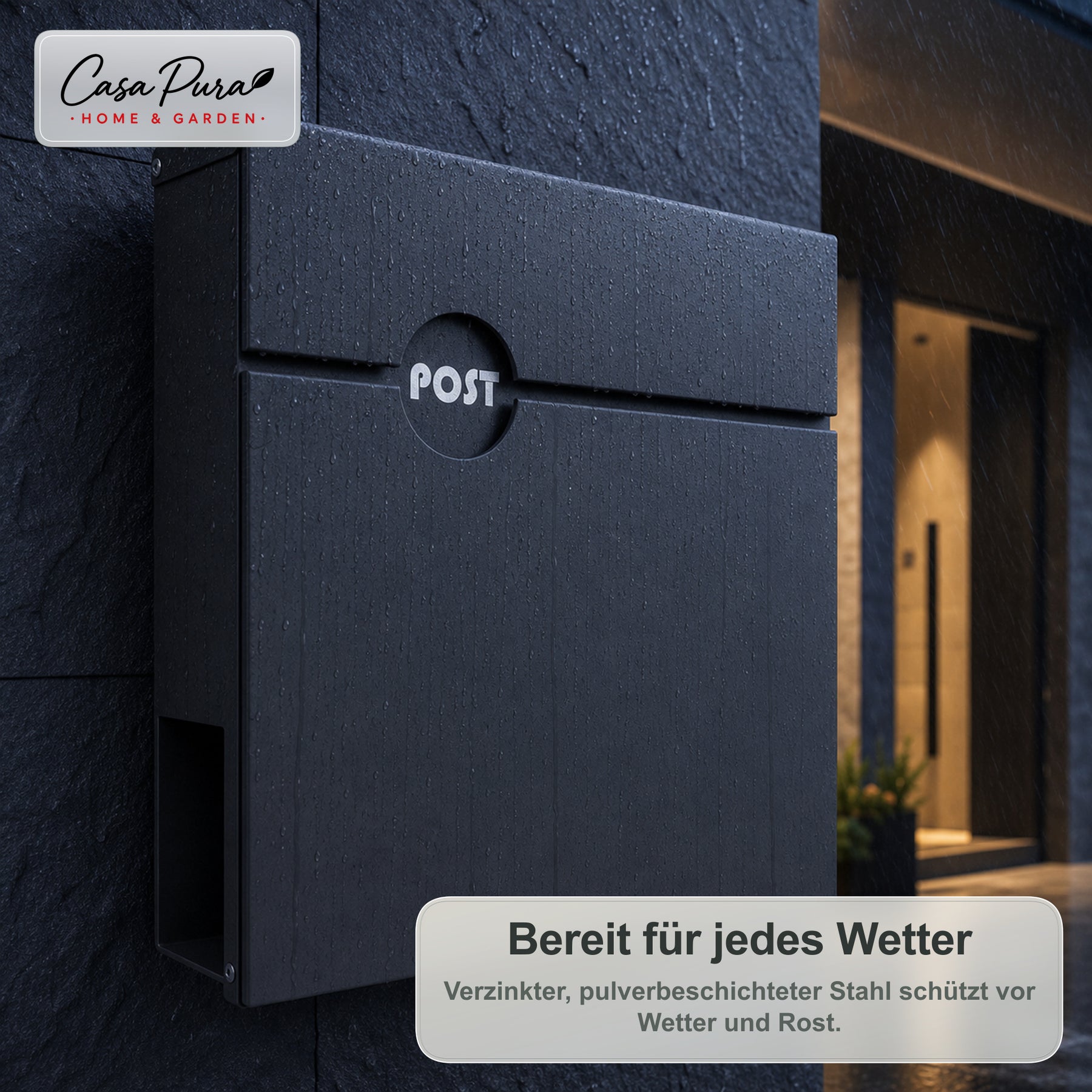 Briefkasten | Albert | Abschließbarer Wandbriefkasten mit Zeitungsfach | Wetterfest | Anthrazit