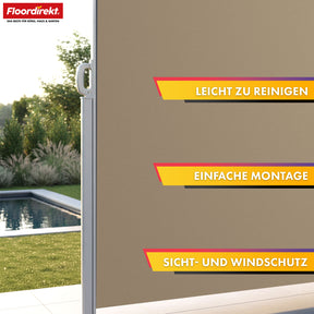 Alu-Seitenmarkise | Sicht- & Sonnenschutz für Terrasse, Balkon & Garten | UV-Schutz, blickdicht & wasserabweisend | Verschiedene Farben & Größen