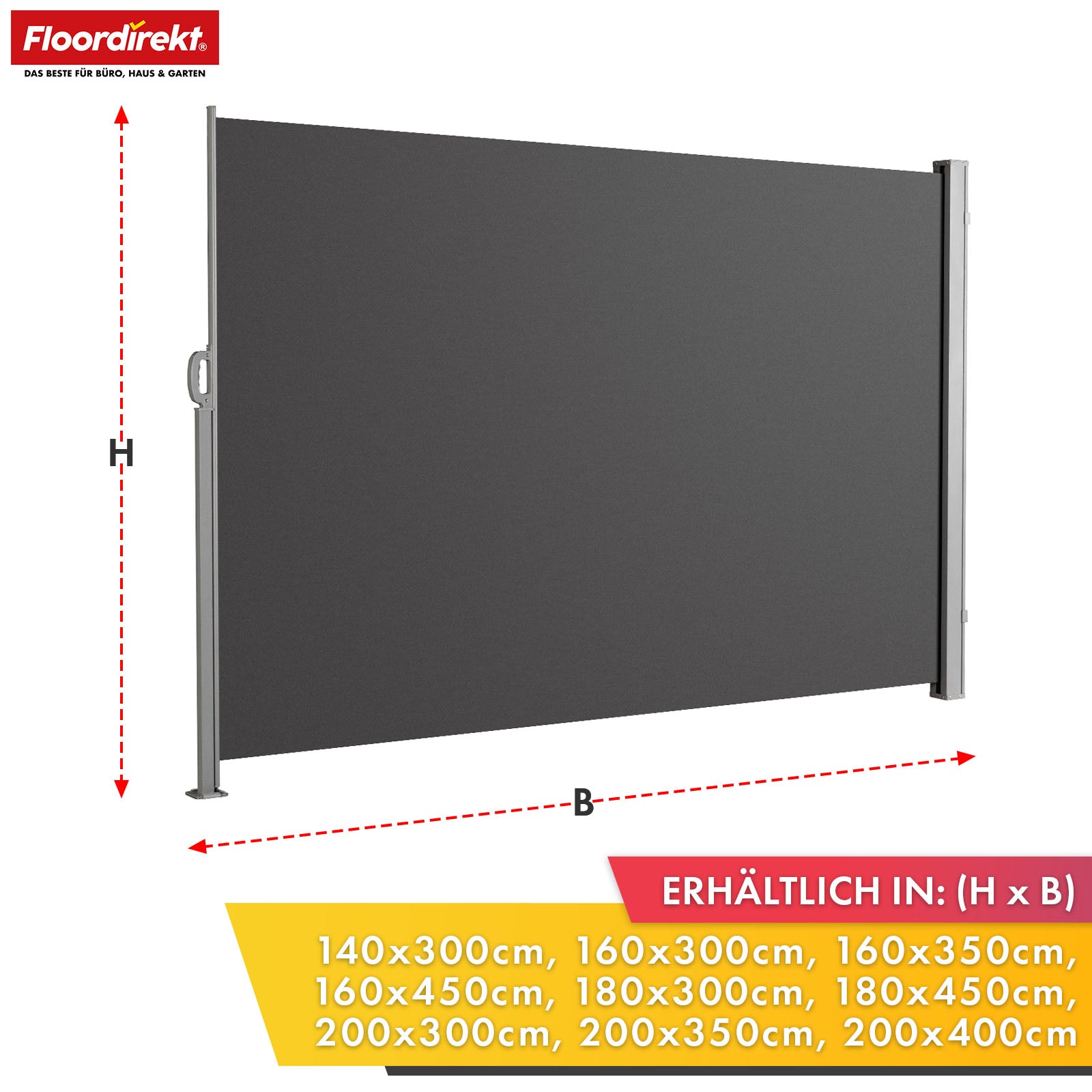 Alu-Seitenmarkise | Sicht- & Sonnenschutz für Terrasse, Balkon & Garten | UV-Schutz, blickdicht & wasserabweisend | Verschiedene Farben & Größen