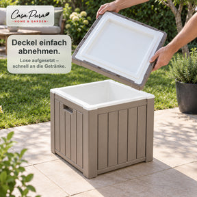 Getränkekühler | Arctic | 37 L Kühlbox mit Beistelltischfunktion in Holzoptik | 2 Farben