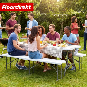 Gartenbank | Chiba | klappbare Sitzbank 183 cm in Weiß, wetterfest & bis 320 kg belastbar