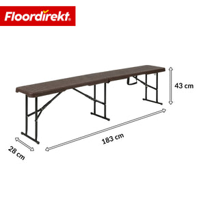 Gartenbank | Kagawa | Klappbare, wetterfeste Sitzbank 183 cm in Braun für Garten, Balkon & Events