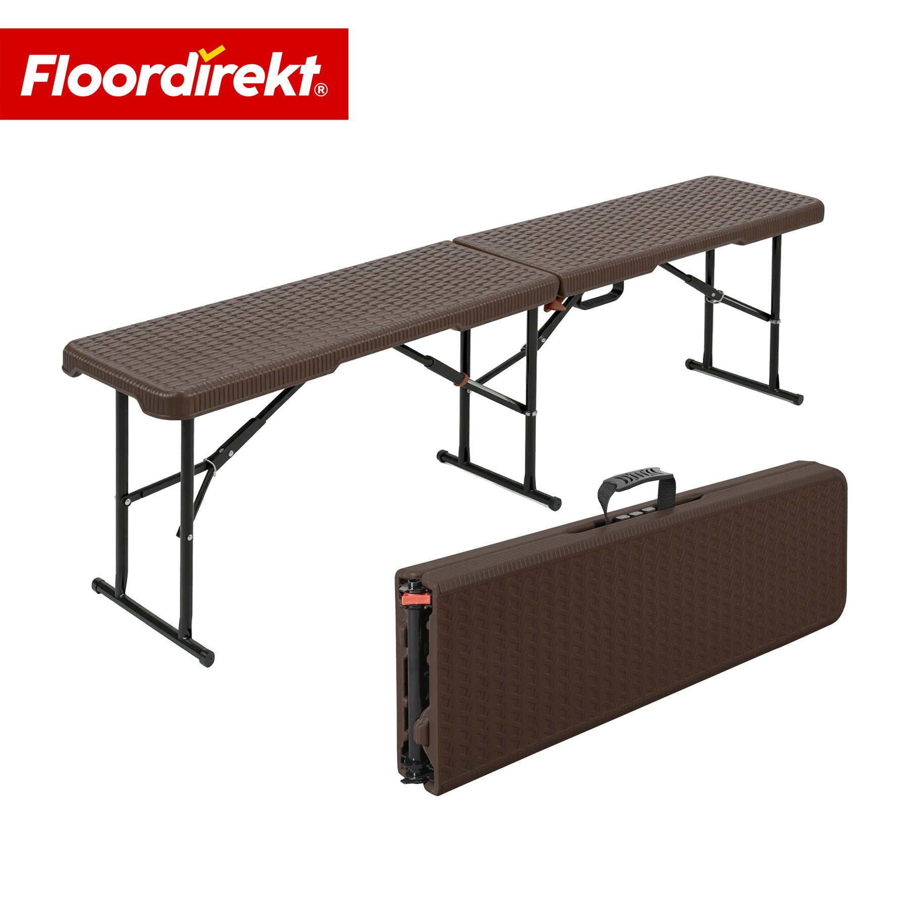 Gartenbank | Kagawa | Klappbare, wetterfeste Sitzbank 183 cm in Braun für Garten, Balkon & Events