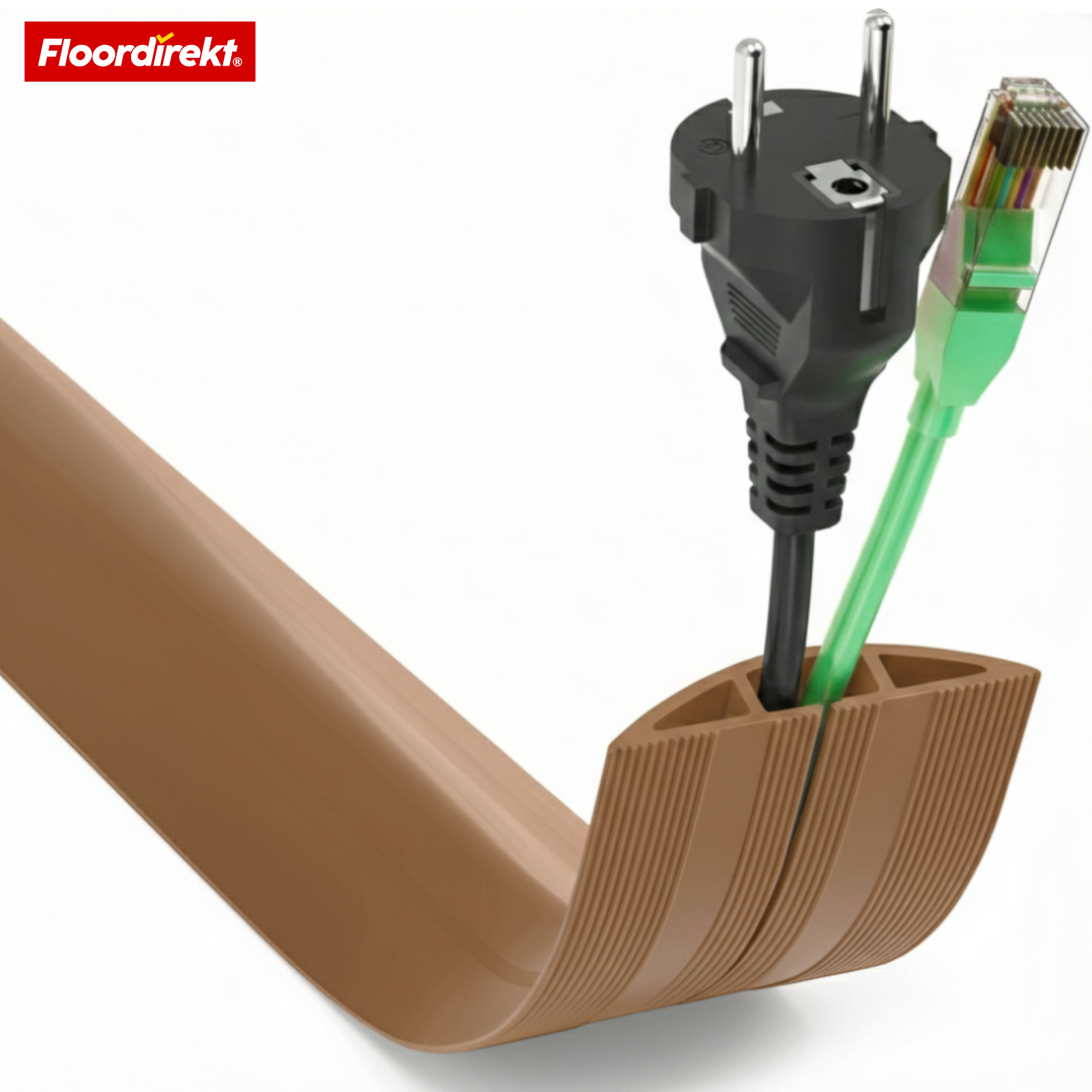 Boden-Kabelkanal | Cable Guard | Rutschfester Kabelschutz & Stolperschutz | Flexibel, zuschneidbar & für 2 Kabel bis 8 mm Ø