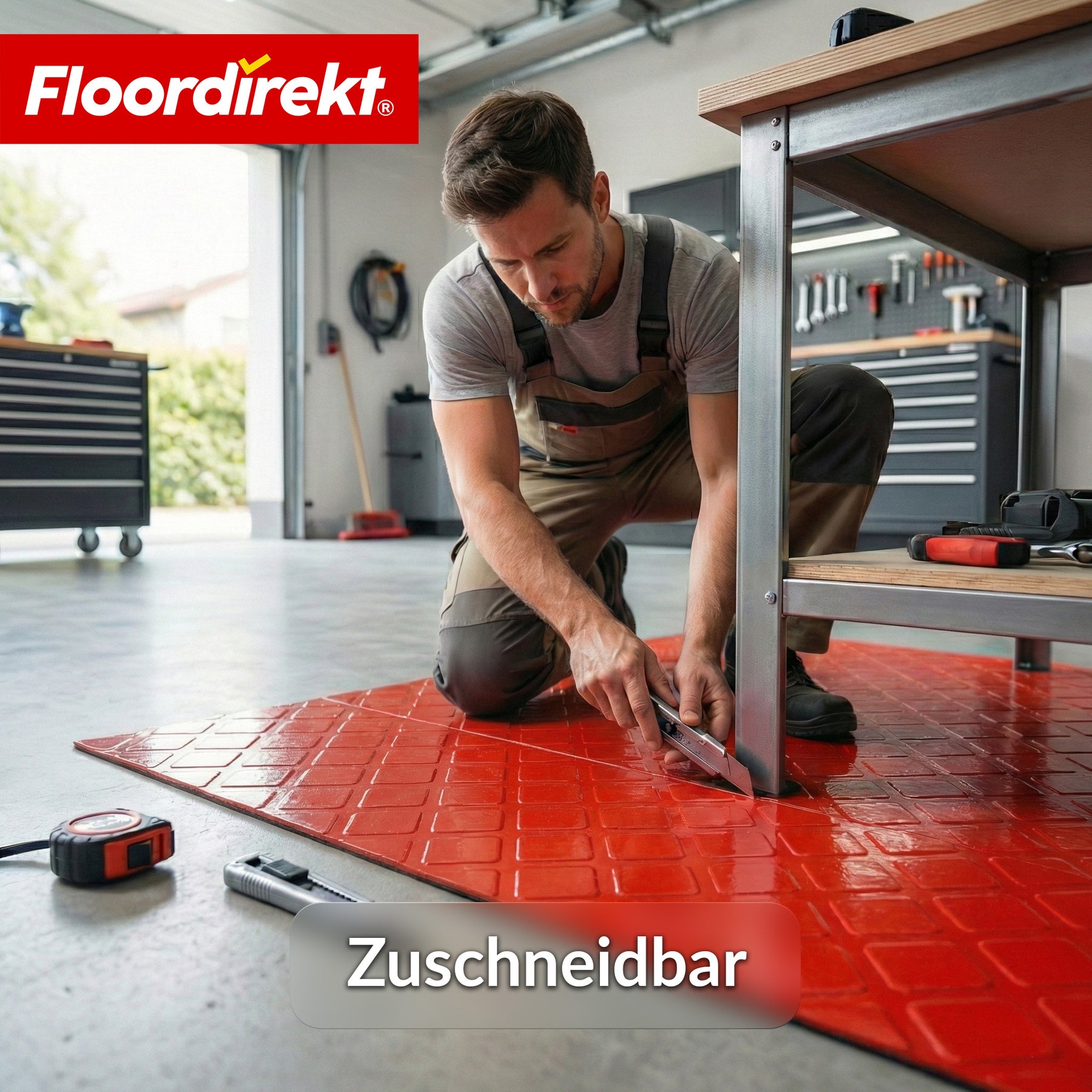 PVC-Bodenbelag | Check Quadra | Quadrat-Optik | Rutschfest & Pflegeleicht | Meterware / Zuschnitt nach Maß | 110 cm Breite