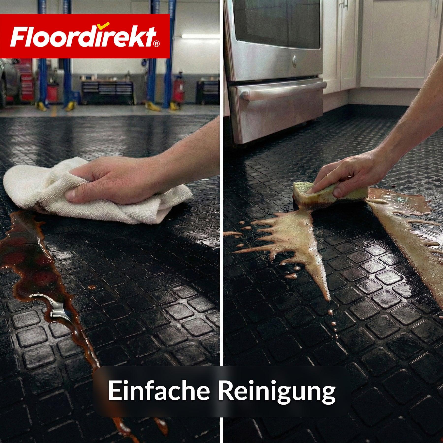 PVC-Bodenbelag | Check Quadra | Quadrat-Optik | Rutschfest & Pflegeleicht | Meterware / Zuschnitt nach Maß | 110 cm Breite